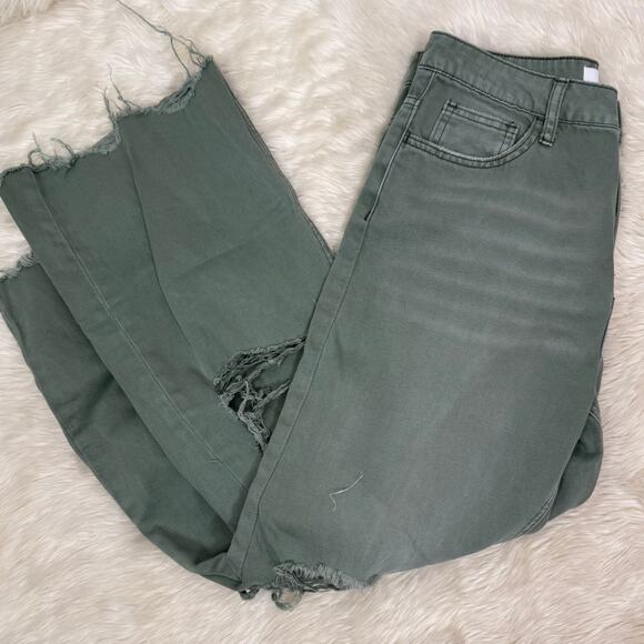 Vervet Super High Rise 90s Vintage Crop Flare Jeans Green Size 27 - Picture 6 of 8